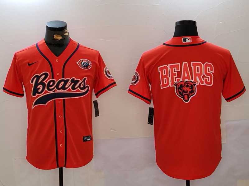 Men%27s Chicago Bears Blank Orange Throwback With Patch Cool Base Stitched Baseball Jerseys